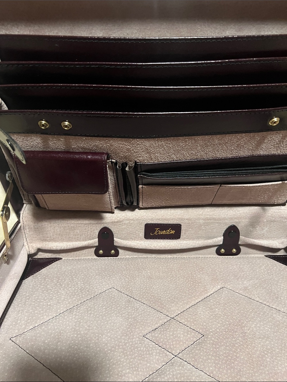 Jourdan Travel Briefcase in Burgundy and Tan